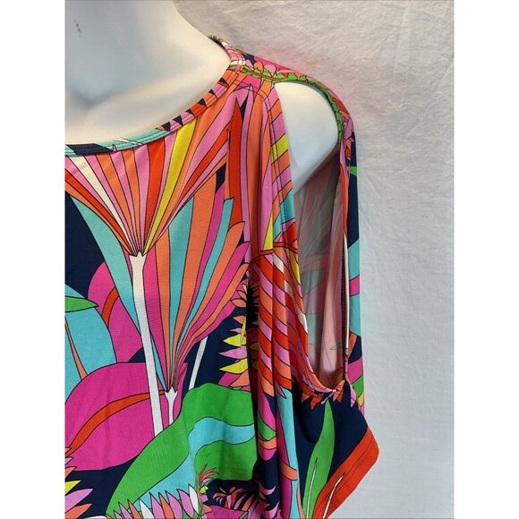 Trina Turk Blouse Womens M‎ Batwing Sleeve Tropical Floral Print Bold Top - Picture 3 of 10